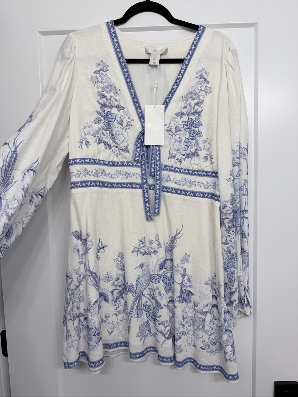 Caroline Constas Blue Floral V-Neck Women's Tunic